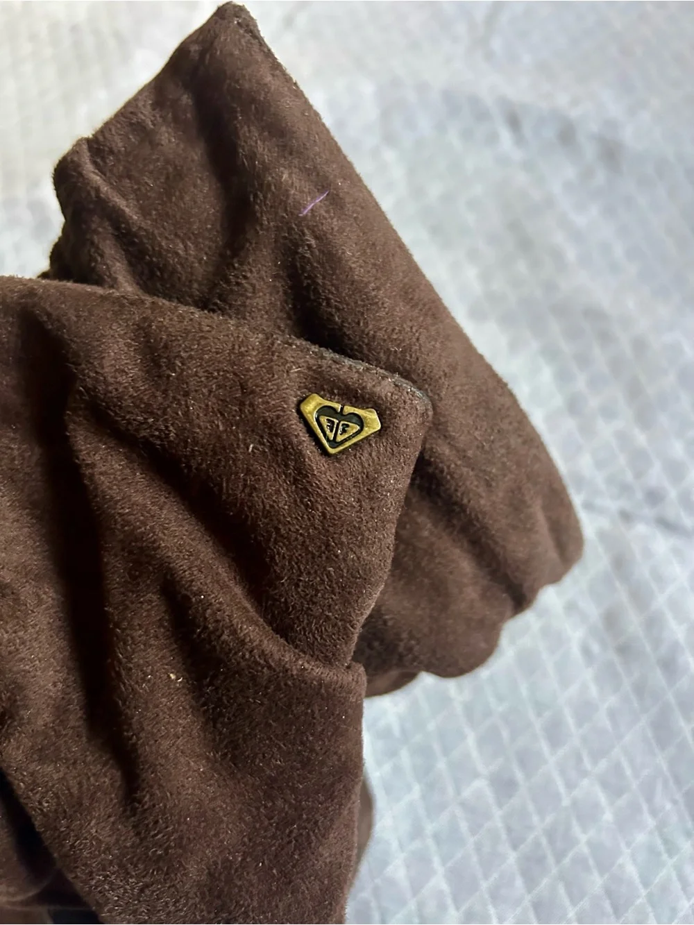 ROXY Chocolate Brown MicroSuede Slouch Ankle Boots Button Strap Logo Accents 6.5